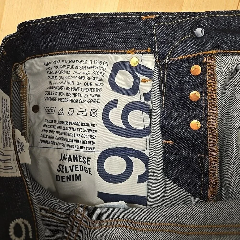 Gap 1969 Japanese Selvedge Denim Jeans Mens Size 28/30 (Actual 28/31) Skinny